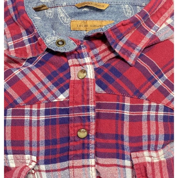Jachs Girlfriend Shirt Women XXL Comfort Stretch Flannel Plaid Pearl Snap Defect - Picture 6 of 10